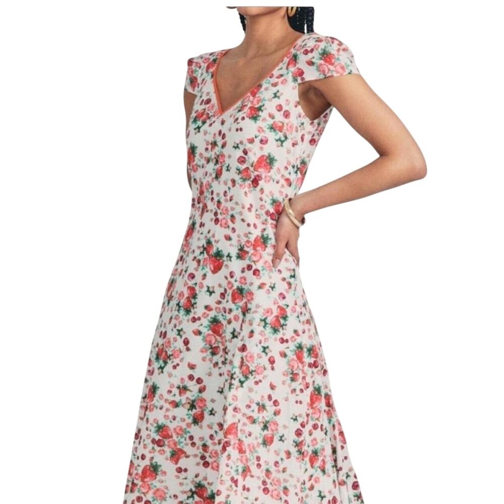 LoveShackFancy Adela Strawberry Print Maxi Dress Cotton Cottagecore Size 2